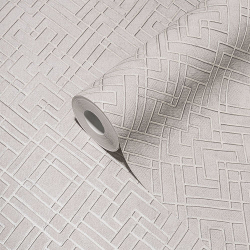 Livingwalls behang grafisch motief lichtgrijs, zilver en wit - 53 cm x 10.05 m - AS-388284 - vtwonen shop