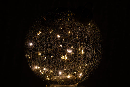 J-Line kerstbal - glas - zwart - large - LED lichtjes - vtwonen shop