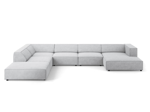 Cosmopolitan Design Panoramische hoekbank links Arendal 7-zits, chenille met ribbeleffect, lichtgrijs - 262x364x70cm