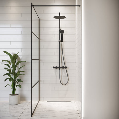 Badplaats Douchewand Essos 120 x 200 cm – Zwart – Inloopdouche 8 mm Veiligheidsglas