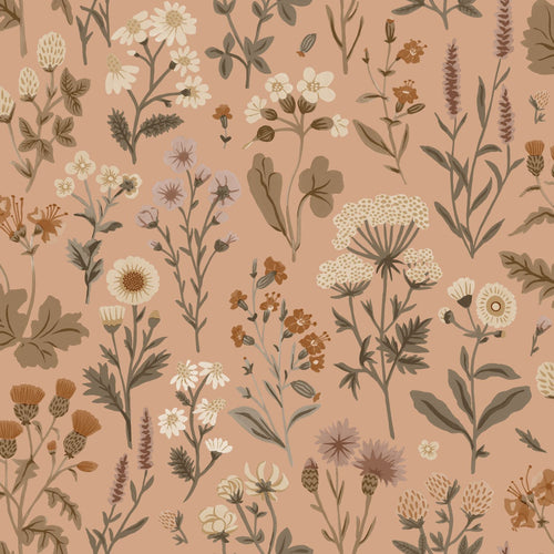 Sanders & Sanders behang veldbloemen terracotta roze - 50 x 900 cm - 935376