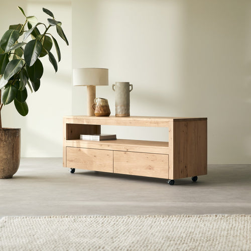 Tikamoon Massief eiken met knoesten tv-meubel 140 cm - Naturel
