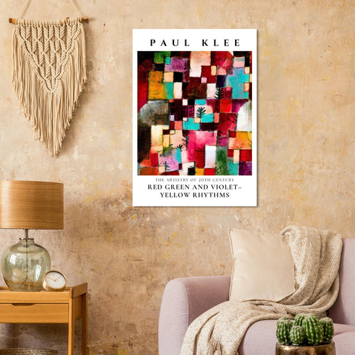 Artfulprints Poster Paul Klee - Red green and violet-yellow rhythms   - A4 21x29.7 cm - Meerkleurig