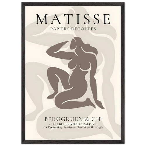 Artfulprints Poster met Lijst Matisse - Shapes of her   - 50x70 cm - Taupe
