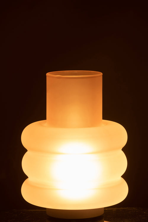 J-Line lamp Ringen - glas - roze - LED lichtjes