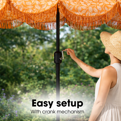 Mica Decorations Kelly Parasol met Draagtas - Stokparasol 238 x Ø235 cm - Tuin of Balkonparasol - Polyester, Staal - Oranje
