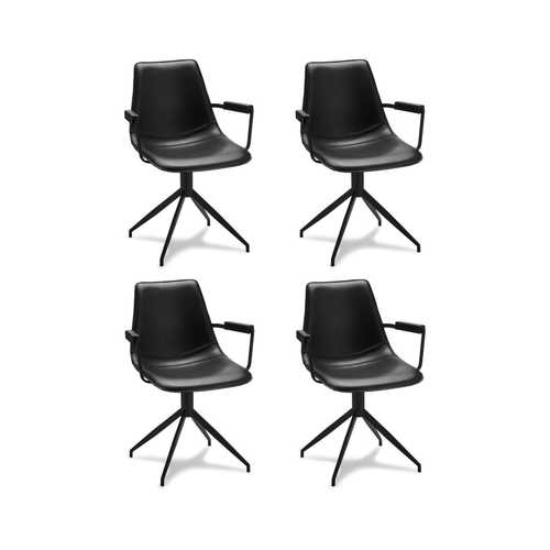 Furnhouse eetkamerstoelen armleuning Isabel - Zwart - Kunstleer - Set van 4