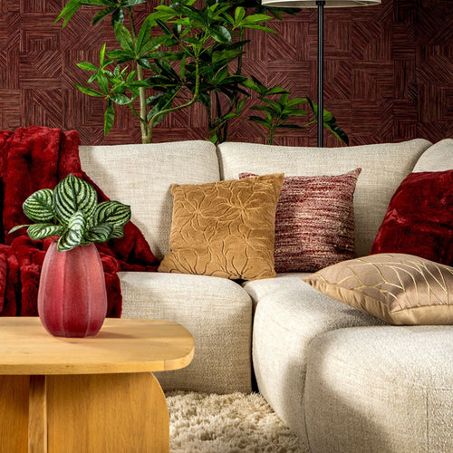 ZAYA - Kussenhoes 45x45 cm - bontlook - effen kleur - Merlot - rood