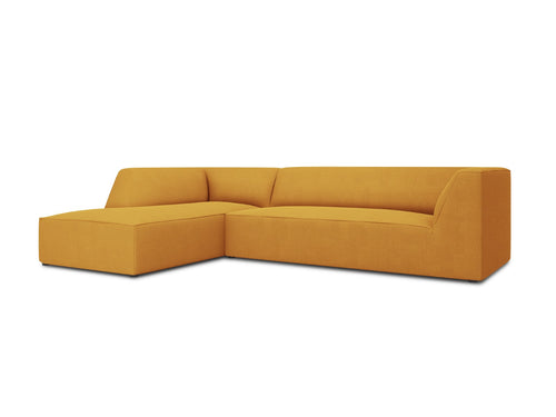 Micadoni linker hoekbank Ruby 4-zits, structurele stof, geel - 180x273x69cm