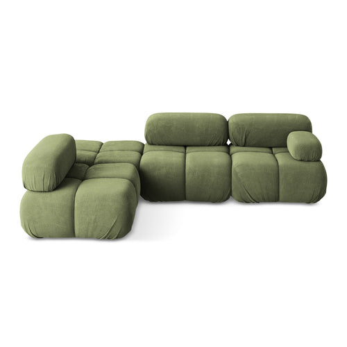 LaMiaSofa hoekbank links Sanremo - chenille stof - groente - 285x190x70