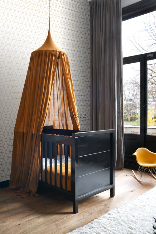 ESTAhome behang grafische driehoeken wit en goud - 53 cm x 10.05 m - 139147