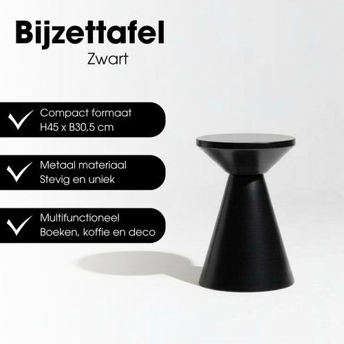 Mica Decorations Jim Bijzettafel - Bijzettafel Rond H45 x Ø31 cm - Ijzeren Tafeltje voor Woonkamer of Slaapkamer - Plantentafeltje - Nachtkastje