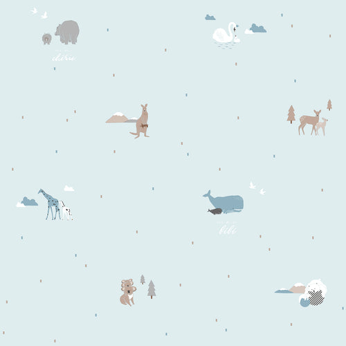 Sanders & Sanders behang dieren lichtblauw - 53 cm x 10 m - 640294 - vtwonen shop