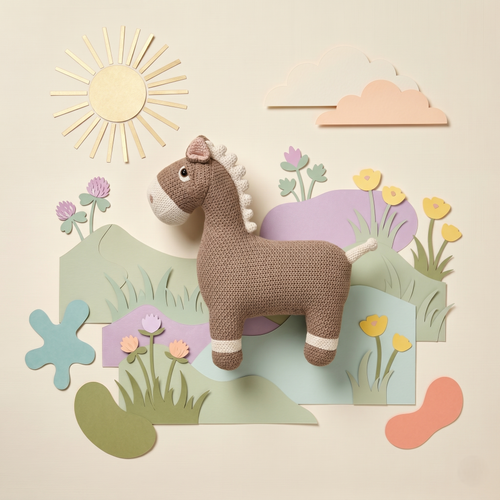 Pintado & Lacado knuffeldier Paard - bruin - 42 cm