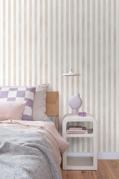 ESTAhome behang strepen beige en wit - 53 cm x 10.05 m - 131302