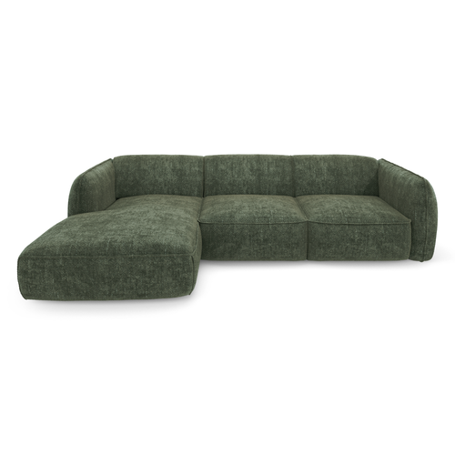 Sia Home - Hoekbanken links LIVIA - Fluweel weefsel - Olijfgroen - 272cm