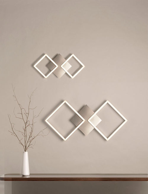 Searchlight ART - 2 Light Square Led Wall, Flush Fitting - Satijn Zilver