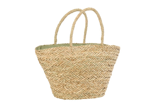 J-Line strandtas Blad - zeegras - naturel/olijfgroen