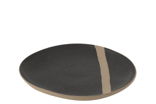 J-Line bord - keramiek - zwart/taupe - small