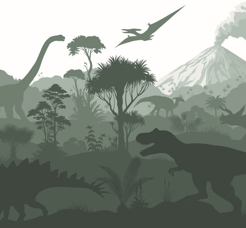 ESTAhome fotobehang dinosaurussen donkergroen - 300 x 279 cm - 159491