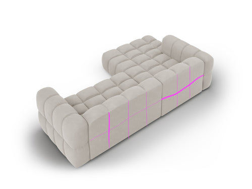 Cosmopolitan Design Modulaire hoekbank links Sky 4-zits, flueel, lichtbeige - 162x272x70cm