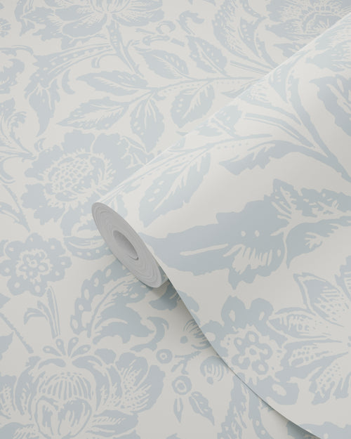 ESTAhome behang vintage bloemen lichtblauw en wit - 50 x 900 cm - 132114
