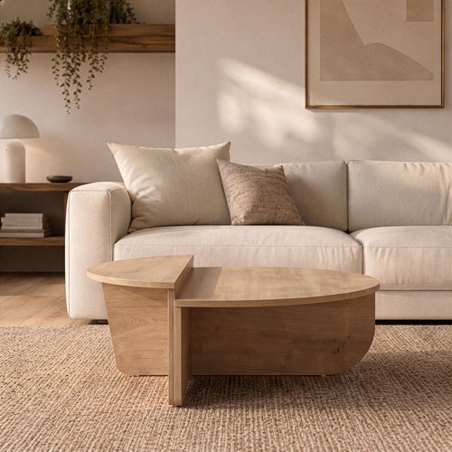 Calicosy - ORION Set van 2 salontafels - Licht hout - 90x90x35 cm