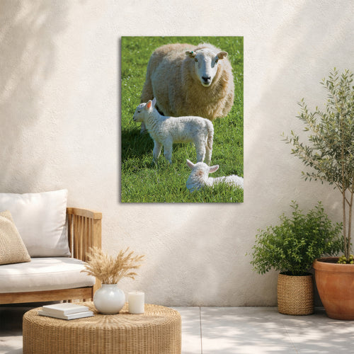 Art for the Home Buitencanvas - Schapenfamilie - 70x50cm