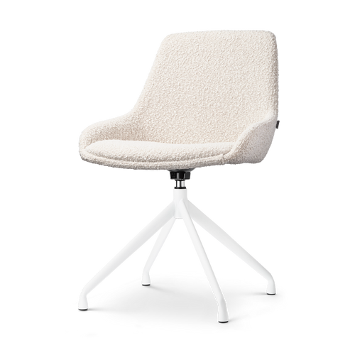 Nolon Nola-Isa Eetkamerstoel Bouclé Beige - Draaibaar Wit Onderstel - vtwonen shop