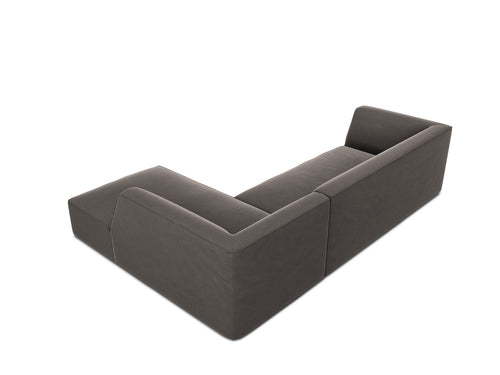 Micadoni rechter hoekbank Ruby 4-zits, flueel, donkergrijs - 180x273x69cm