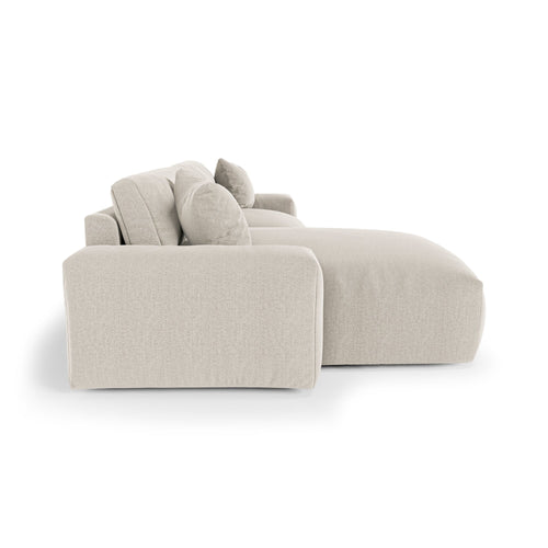 Premium Interiors - Linkerhoekbank CHEER - zacht aanvoelende geweven stof  beige 312cm