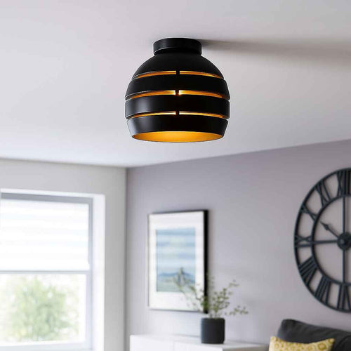 Freelight plafondlamp Djarin - 1 lichts - 28  x 24   cm - zwart goud