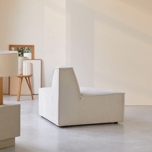 Tikamoon Modulaire loungefauteuil met brede hoek van beige stof - Beige