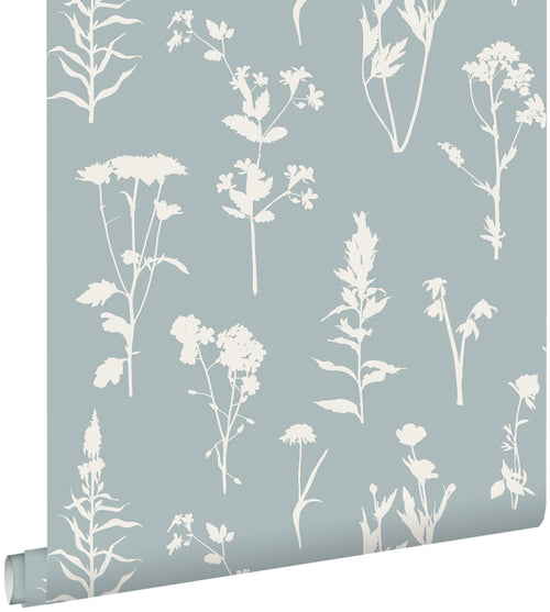 ESTAhome behang veldbloemen lichtblauw - 53 cm x 10.05 m - 139394