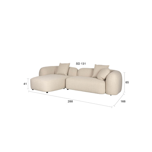 Housecraft Living Perry 3-Zitsbank Chaise Longue Links Beige