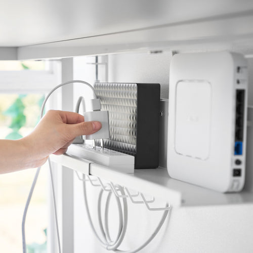 Yamazaki Smart Kabel- en routerorganizer voor onder bureau uitschuifbaar - Wit