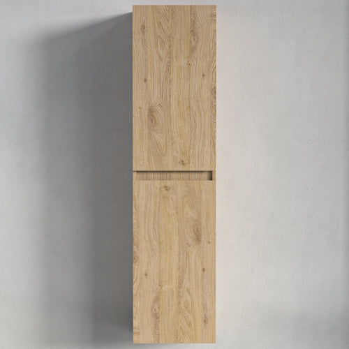 LOMAZOO badmeubelset Avalon - met hoge kast & witte wastafel - licht eiken - 100 cm