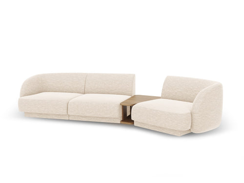 Micadoni Rechte modulaire bank Miley 3-zits, chenille, lichtbeige - 126x303x70cm