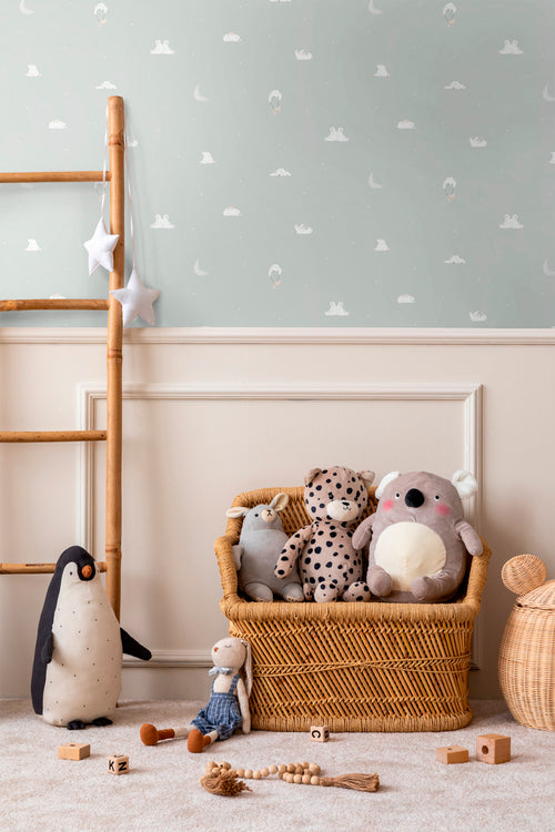 Sanders & Sanders behang beertjes vergrijsd mintgroen - 53 cm x 10 m - 640291