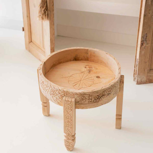 NOA MAY Bijzettafel Souk - naturel - hout - Ø 40 x h 37 cm