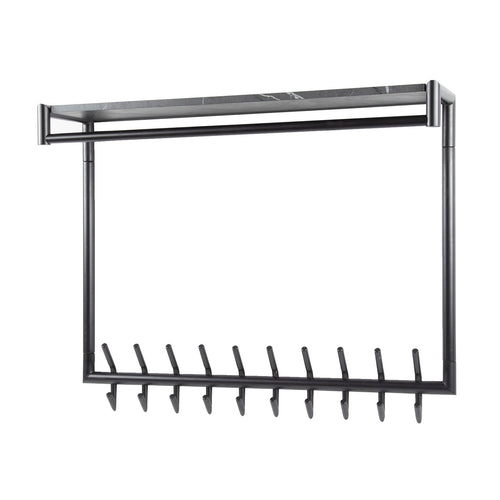 Giga Meubel Kapstok Roede - Zwart Metaal - 20 Haken - 100x27x80cm - vtwonen shop