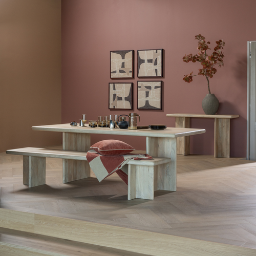 WOOOD kleed Zena - Velvet - Roestbruin/Beige - 1x170x130