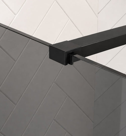 Badplaats Douchewand Rizani 120 x 200 cm – Zwart – Rookglas Inloopdouche 8 mm Veiligheidsglas