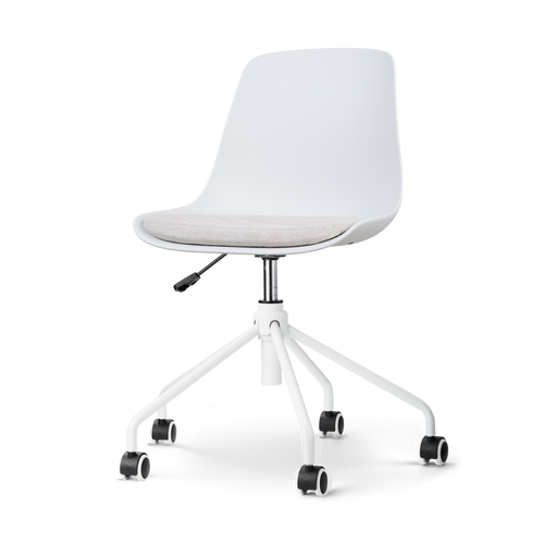 Nolon Nout-Liv Bureaustoel Wit - Beige Kussen - Wit Onderstel