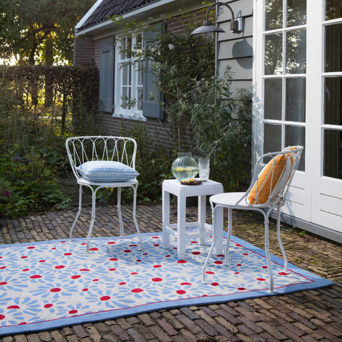 Vloerkleed Laura Ashley Thorncliff Daisy Sky Blu Outdoor 160x230 cm - vtwonen shop