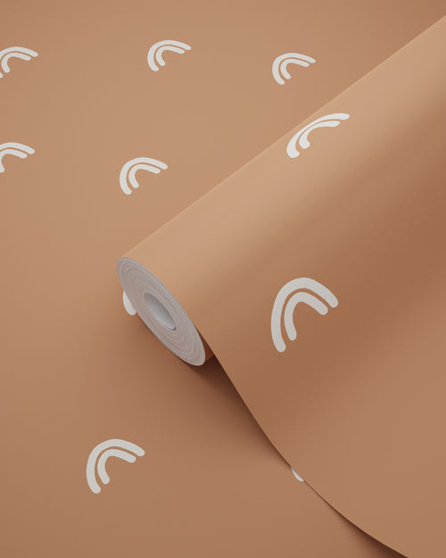 ESTAhome behang regenboogjes terracotta en wit - 50 x 900 cm - 139385
