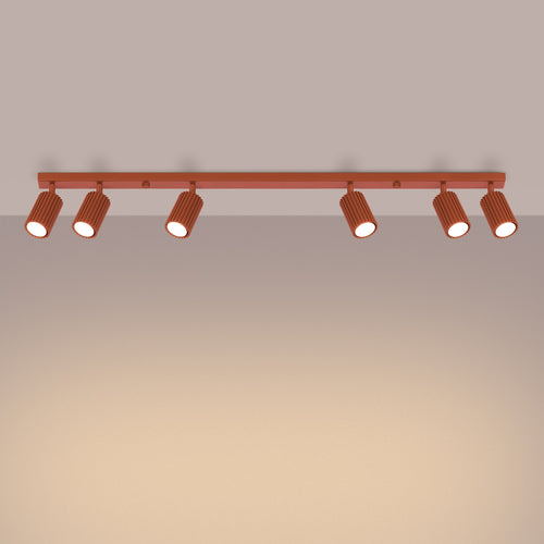 Sollux Lighting Plafondlamp KARBON 6L rood oker - 117x6,5x16,5cm