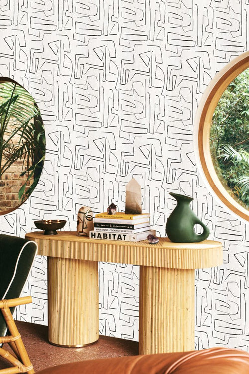 Catchii Behang Curvy waves Off White - vtwonen shop