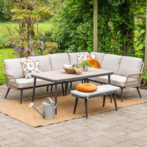 Garden Impressions hoek lounge dining set R Kalibo donker grijs 4-delig