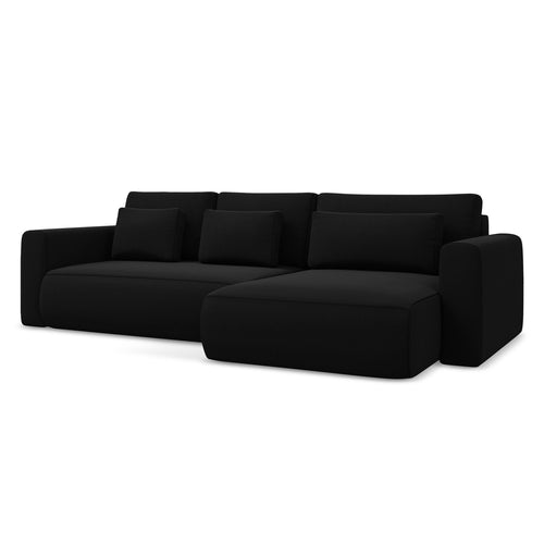 LaMiaSofa hoekbank rechts Perugia - velours - zwart - 278x149x82
